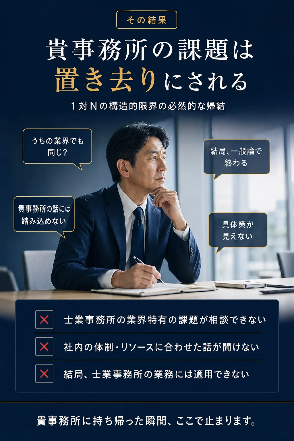 その結果: 貴事務所の課題は置き去りにされる