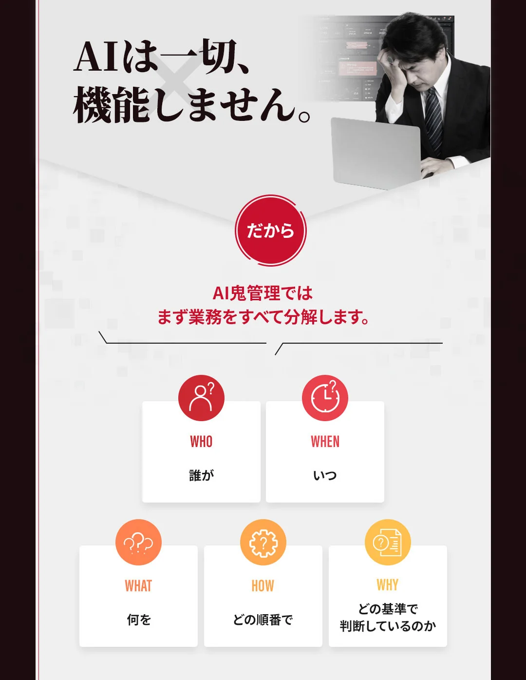 AI鬼管理ではまず業務をすべて分解します
