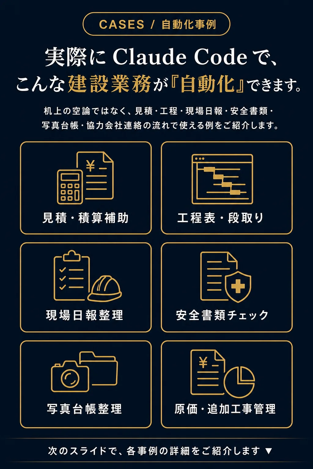 実際に、Claude Code でこんな建設業務が自動化できます
