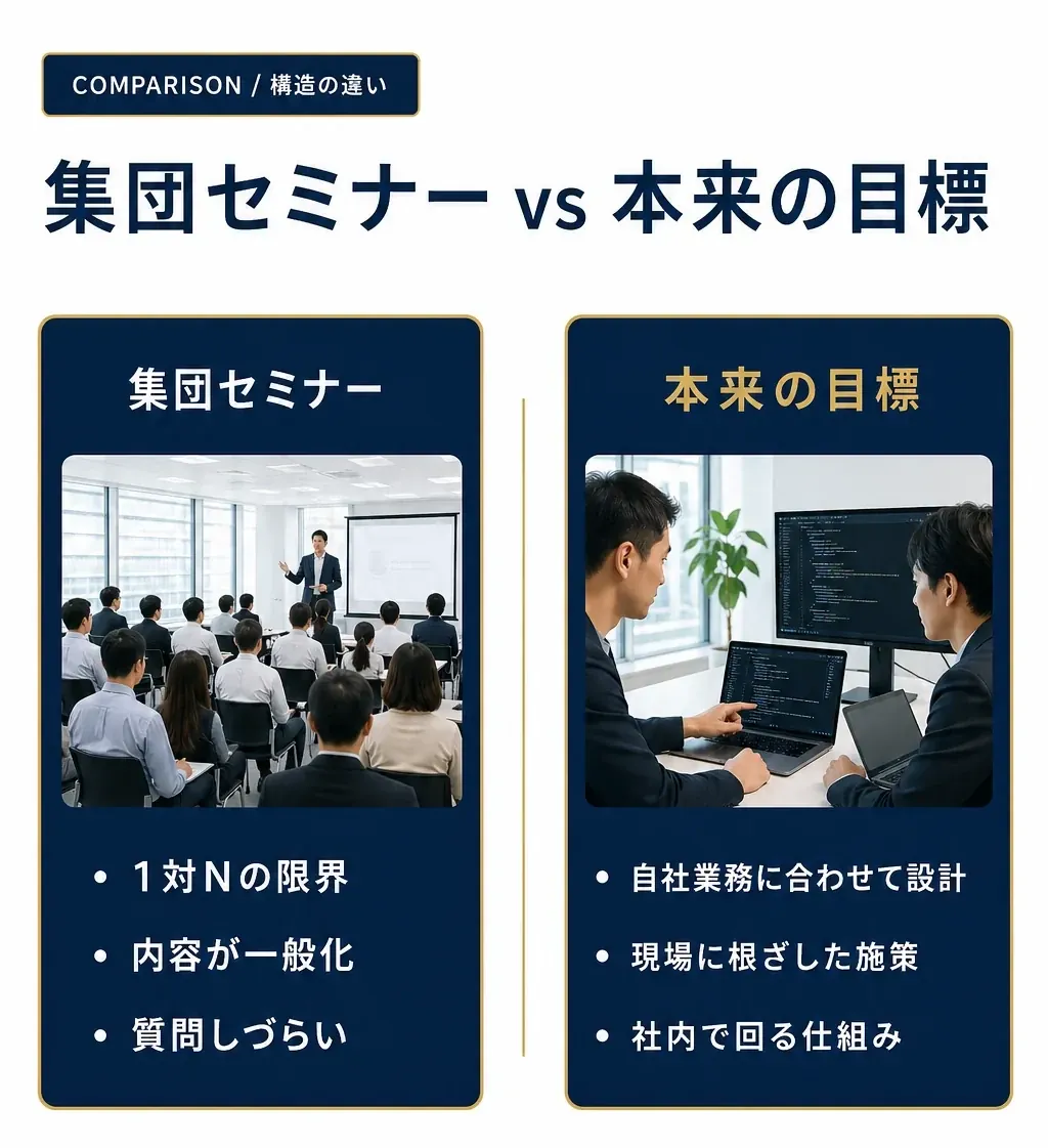 だからこそ本セミナーは1on1完全個別でお届けします